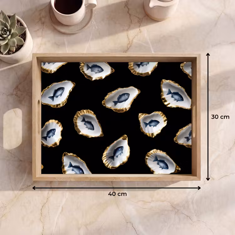 Plateau - Huîtres - Poissons - Bleu - Or — 7