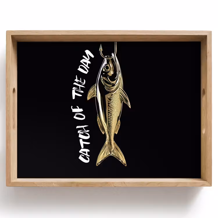 Plateau - Poisson - Noir - Or - Texte — 1