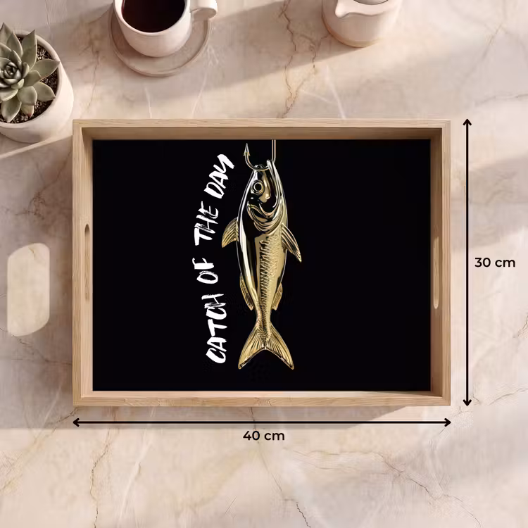 Plateau - Poisson - Noir - Or - Texte — 7