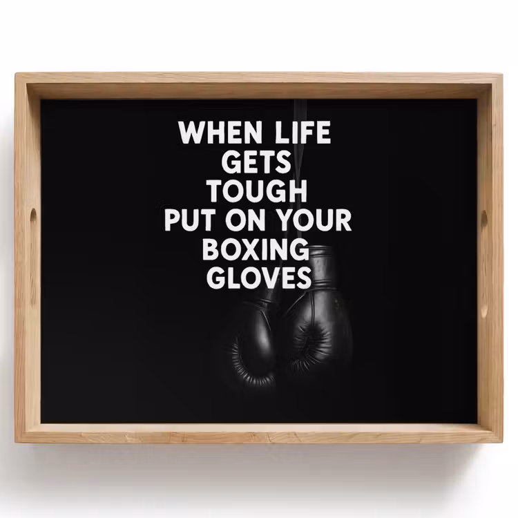Plateau - Texte - Gants de boxe - Blanc — 1