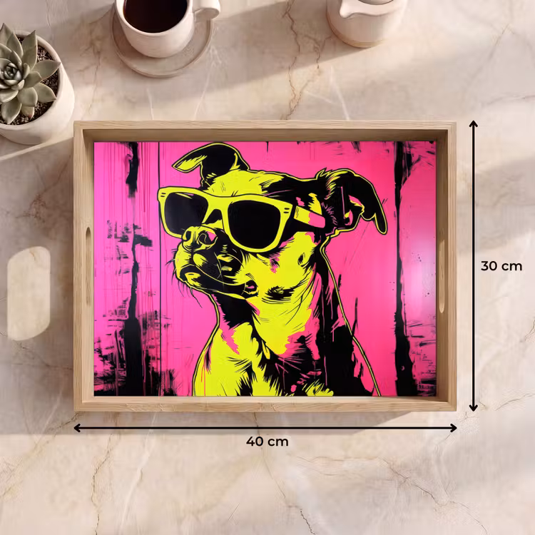 Plateau - Chien - Lunettes de soleil - Rose - Art — 7