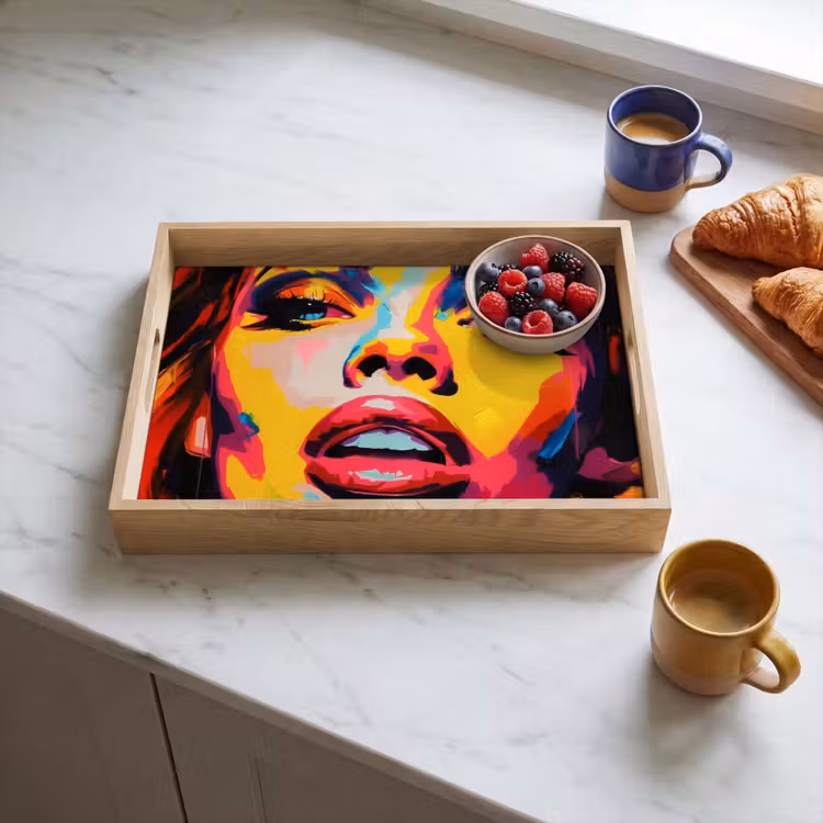 Plateau - Femme - visage - coloré — 3