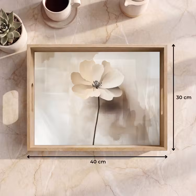 Plateau - Fleur - Beige - Peinture - Ombre — 7