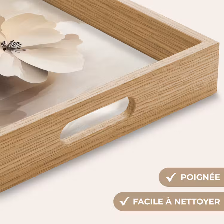 Plateau - Fleur - Beige - Peinture - Ombre — 8