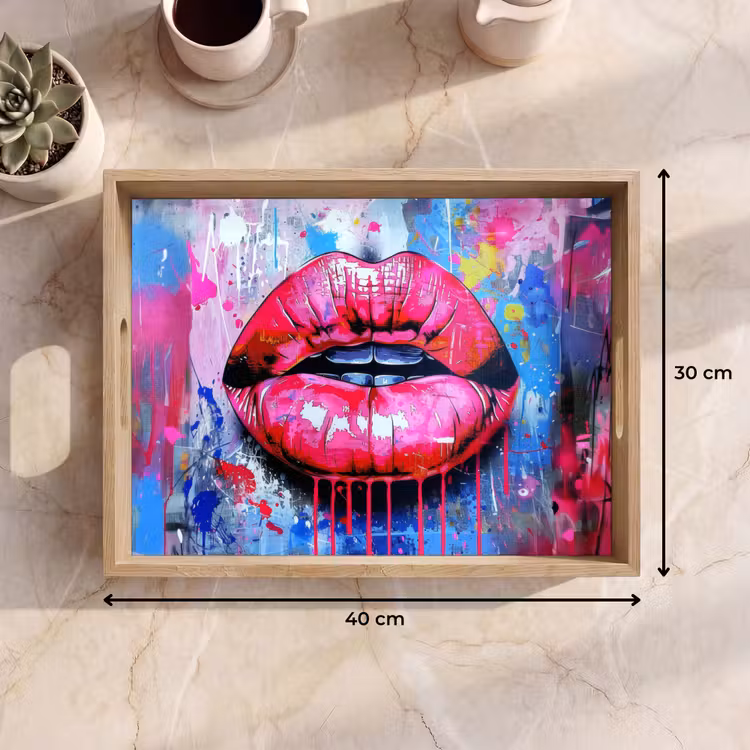 Plateau - Graffiti - Lèvres - Rose vif - Peinturé — 7