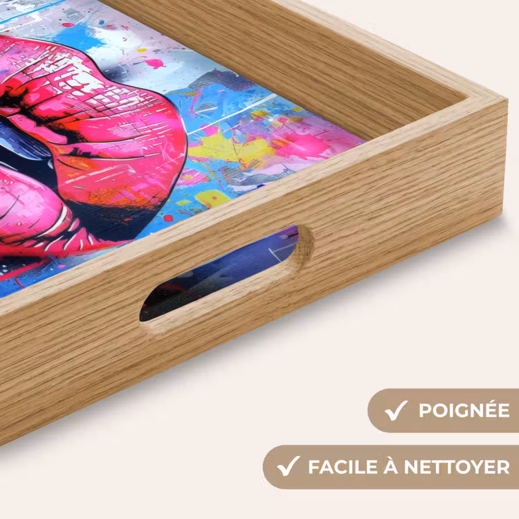 Plateau - Graffiti - Lèvres - Rose vif - Peinturé — 8