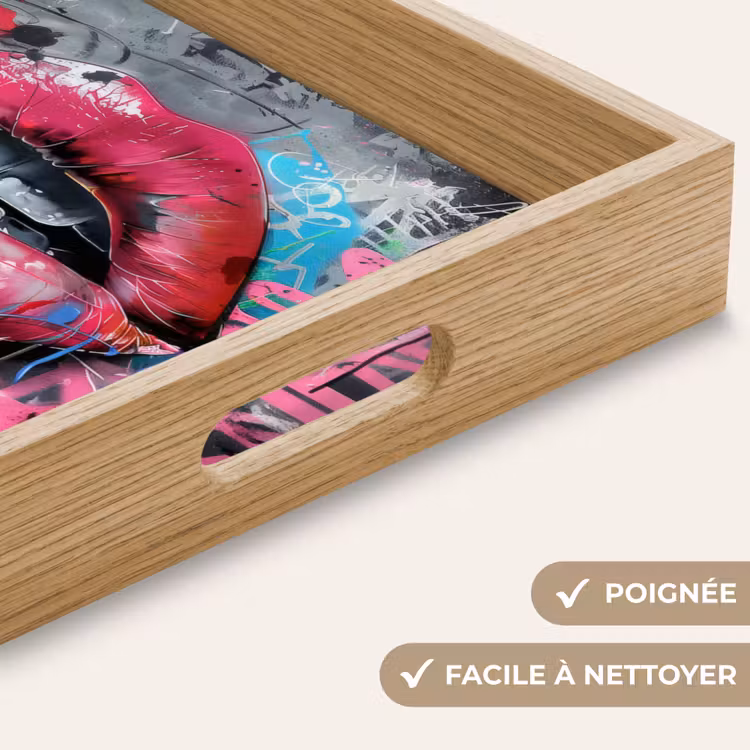 Plateau - Lèvres - Rose vif - Graffiti - Rayures de peinture — 8
