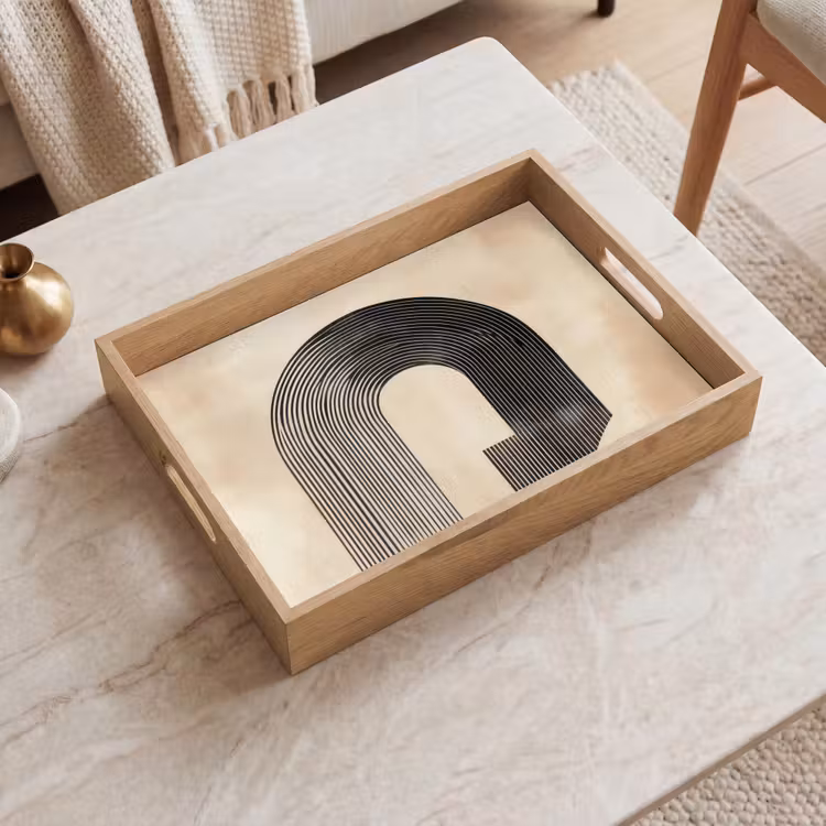 Plateau - Noeud - Rayures - Minimaliste - Noir — 2