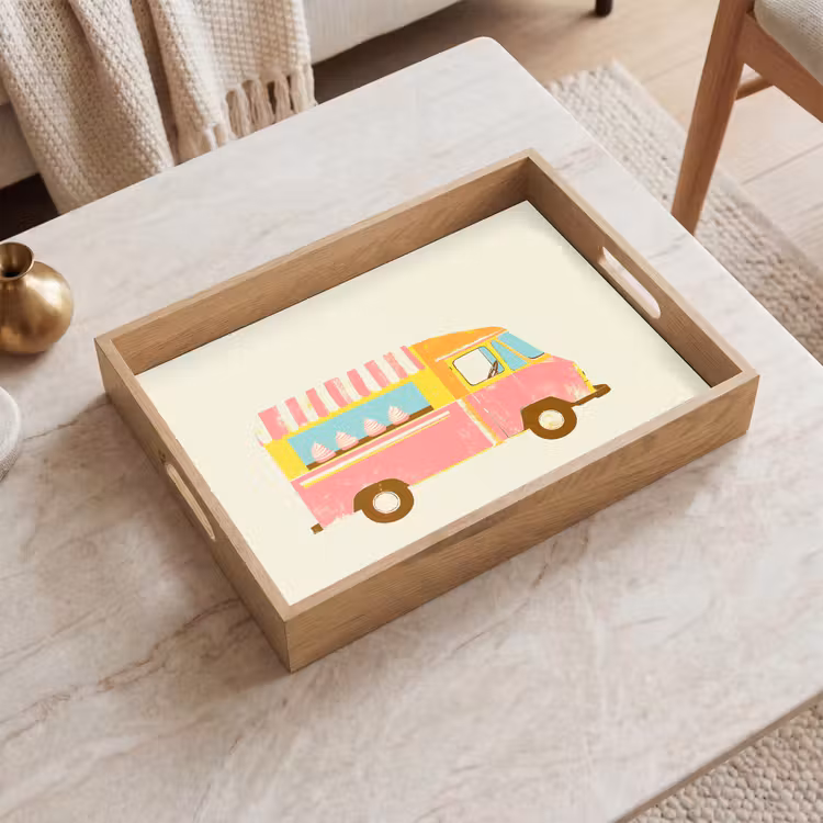 Plateau - Chariot à glaces - Rétro - Glaces à l'italienne - Rose — 2