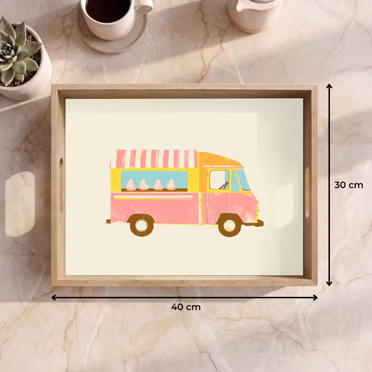 Plateau - Chariot à glaces - Rétro - Glaces à l'italienne - Rose — 7