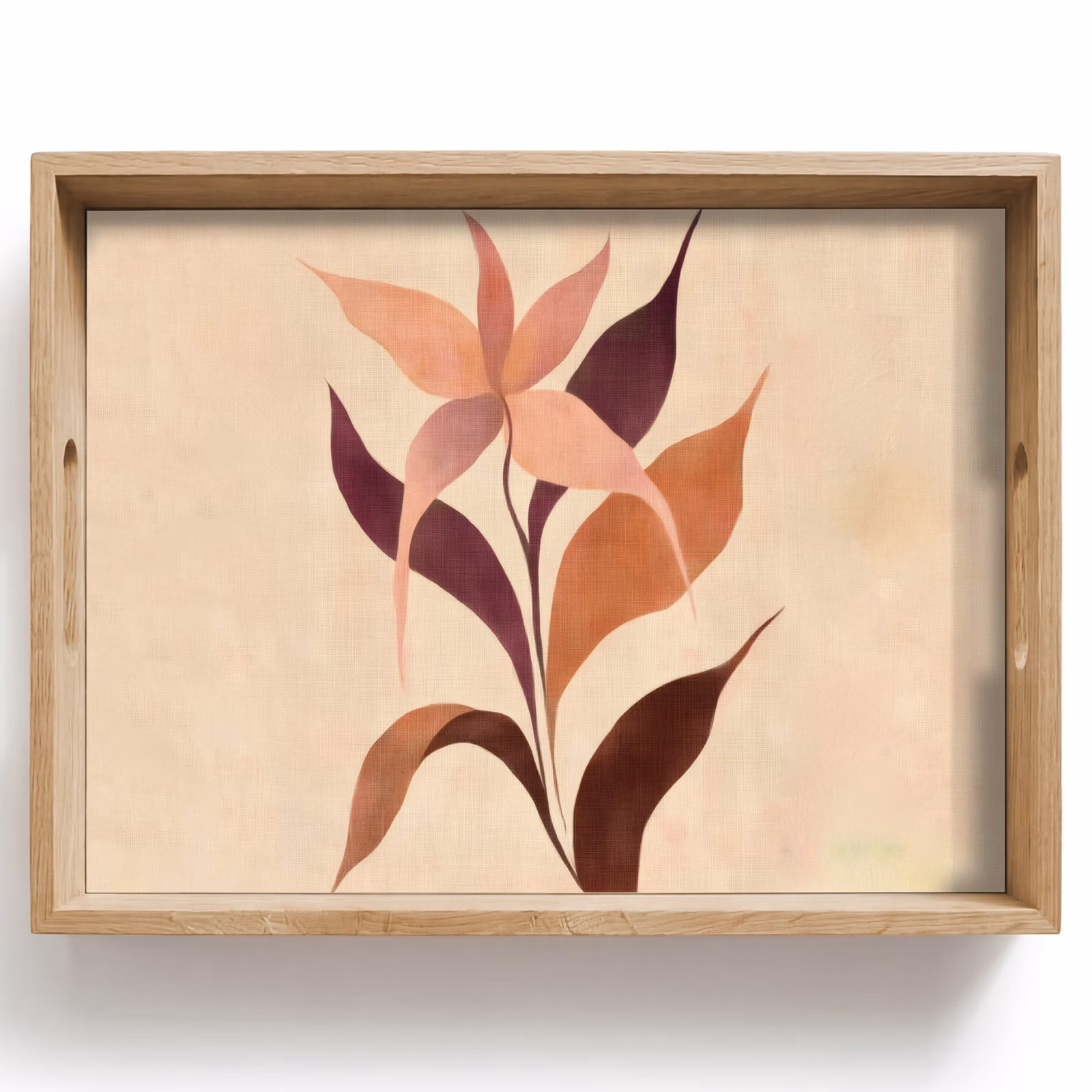 Plateau - Minimaliste - Fleur - Feuilles - Beige — 1
