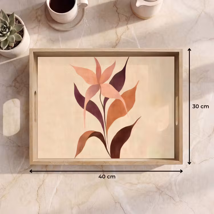 Plateau - Minimaliste - Fleur - Feuilles - Beige — 7