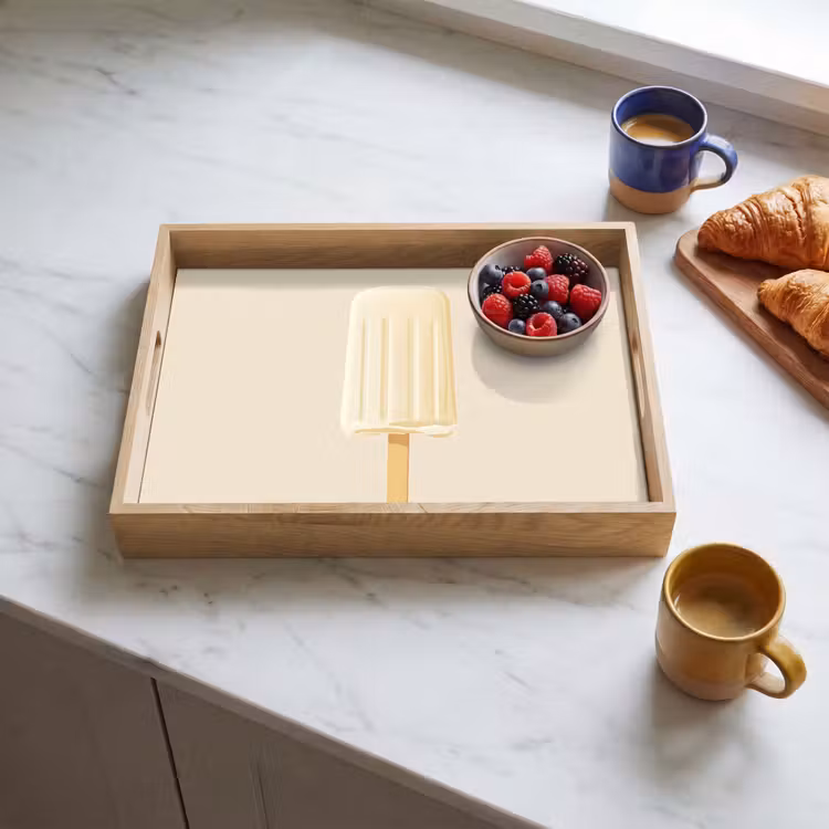 Plateau - Minimaliste - Glace à l'eau - Bâton - Beige — 3