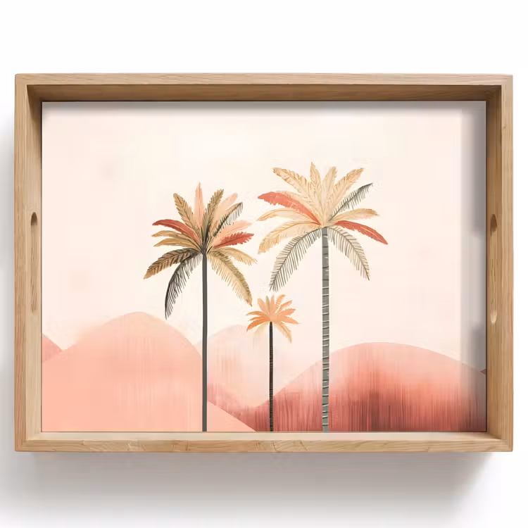 Plateau - Palmiers - Collines - Minimaliste - Rose tendre — 1