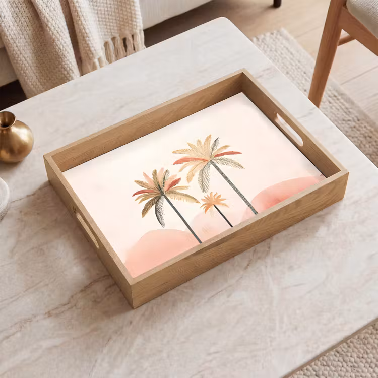 Plateau - Palmiers - Collines - Minimaliste - Rose tendre — 2