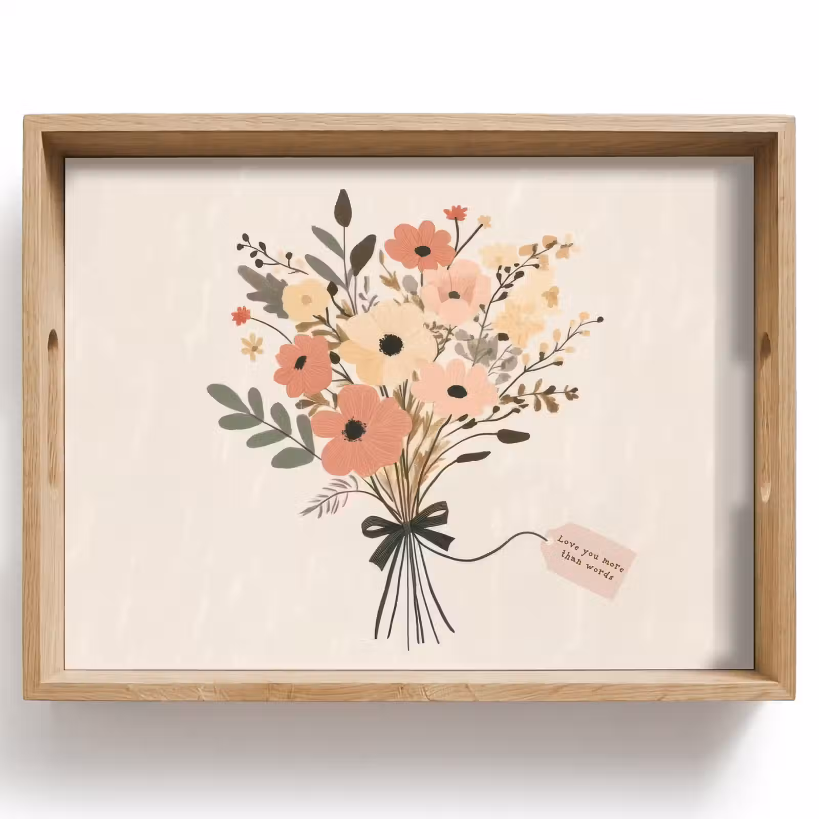Plateau - Fleurs - Citation - Beige - Ruban — 1