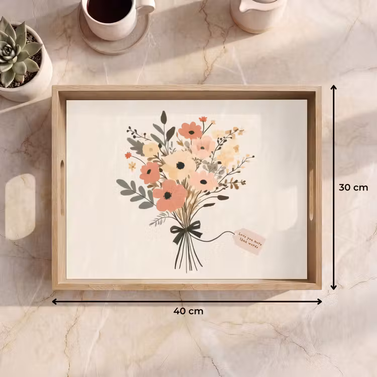 Plateau - Fleurs - Citation - Beige - Ruban — 7
