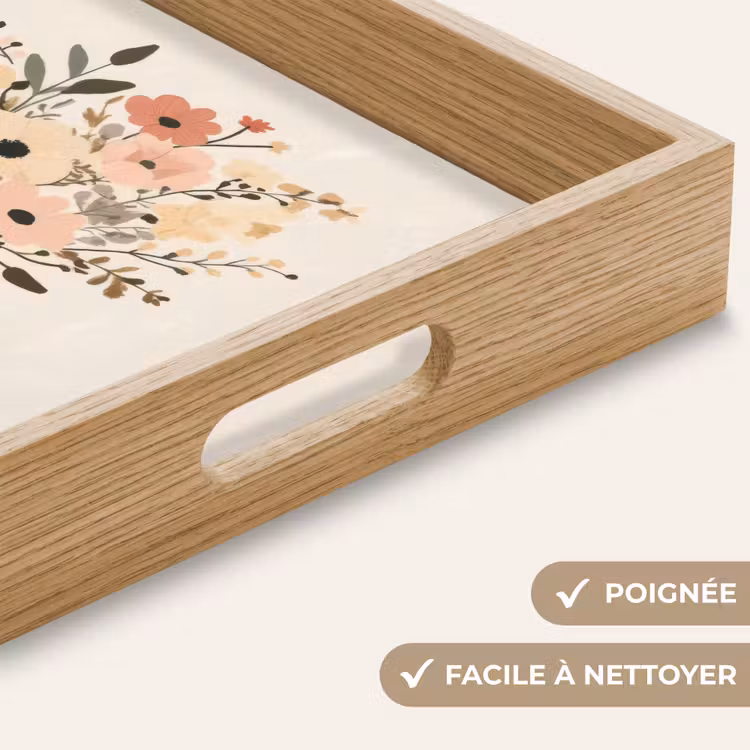 Plateau - Fleurs - Citation - Beige - Ruban — 8