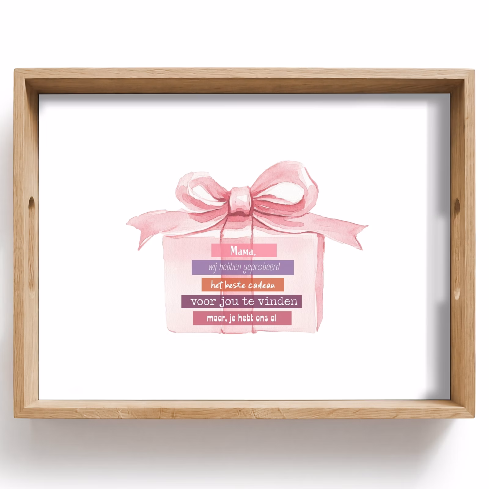 Plateau - Cadeau - nœud - texte - rose — 1
