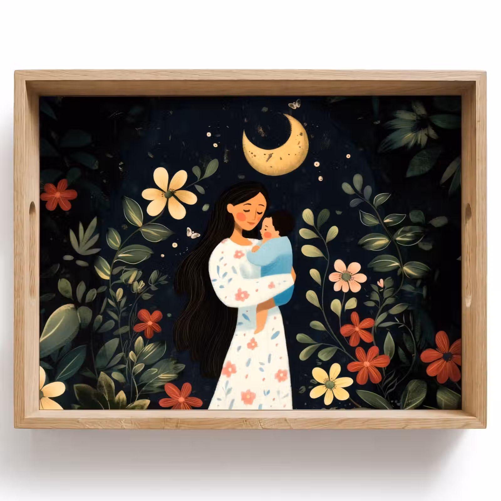 Plateau - Mère - Enfant - Coloré - Fleurs — 1