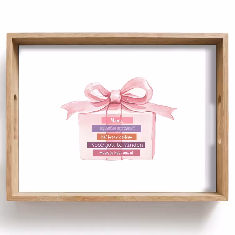 Plateau - Cadeau - nœud - texte - rose — 1