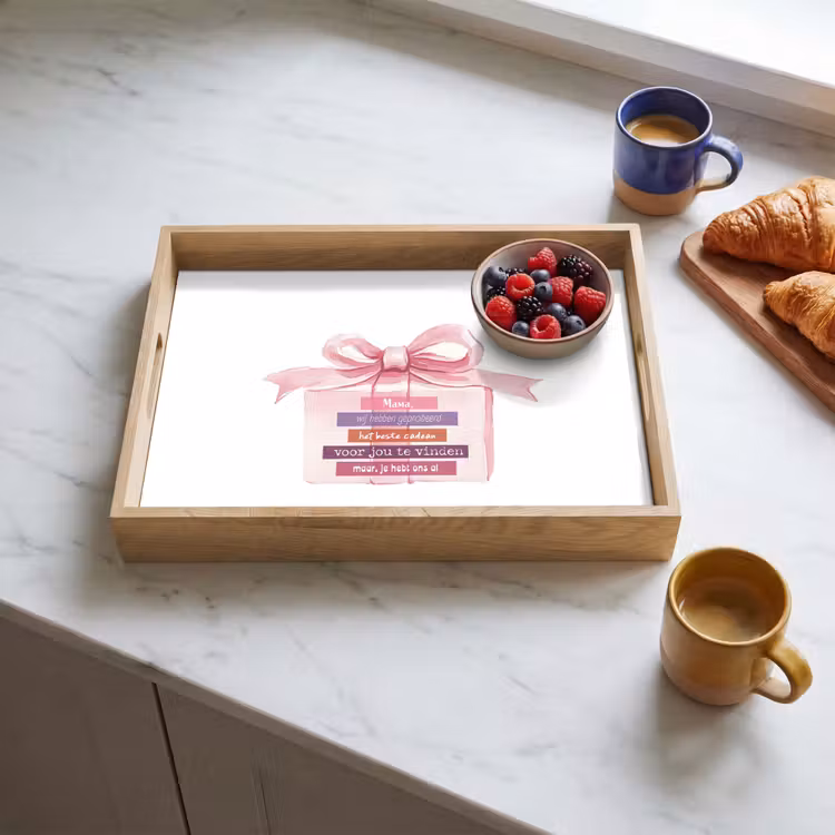 Plateau - Cadeau - nœud - texte - rose — 3
