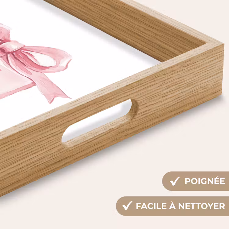 Plateau - Cadeau - nœud - texte - rose — 8