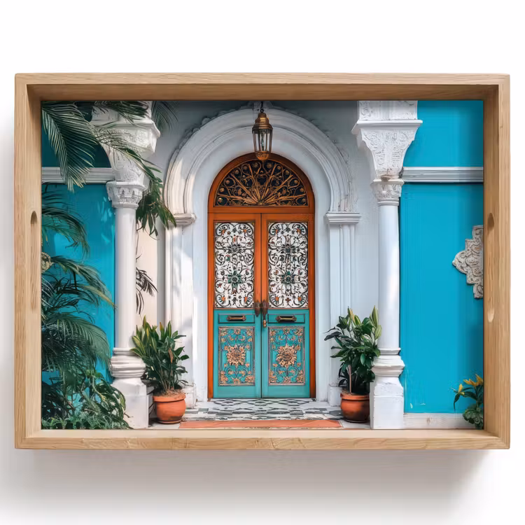 Plateau - Colonnes - Décoratives - Porte - Bleu — 1