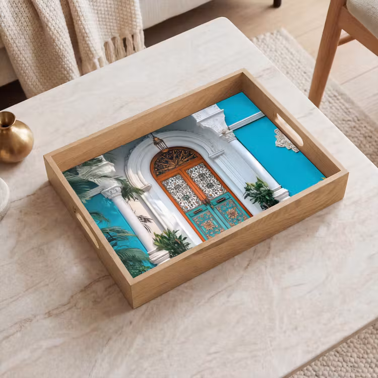 Plateau - Colonnes - Décoratives - Porte - Bleu — 2