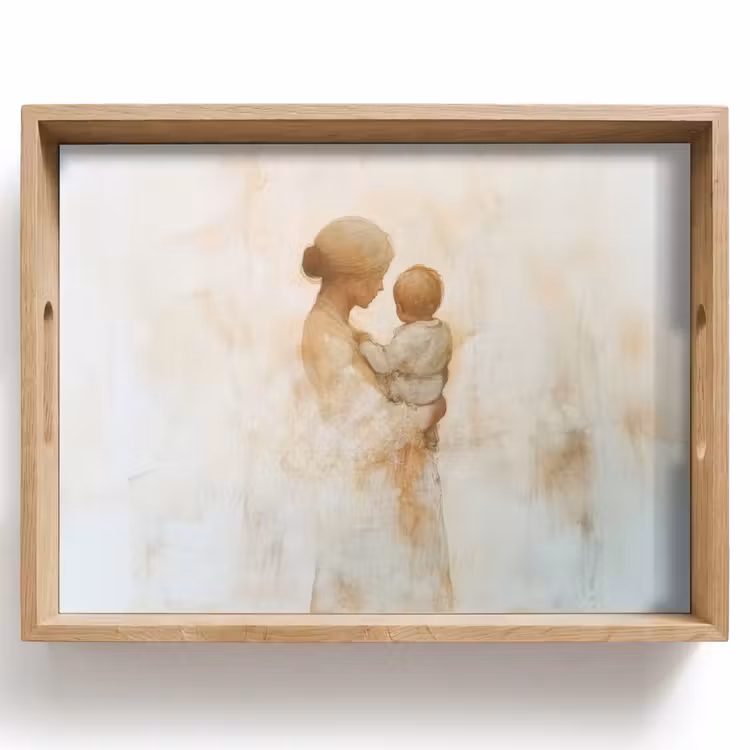 Plateau - Enfant - Mère - Aquarelle — 1