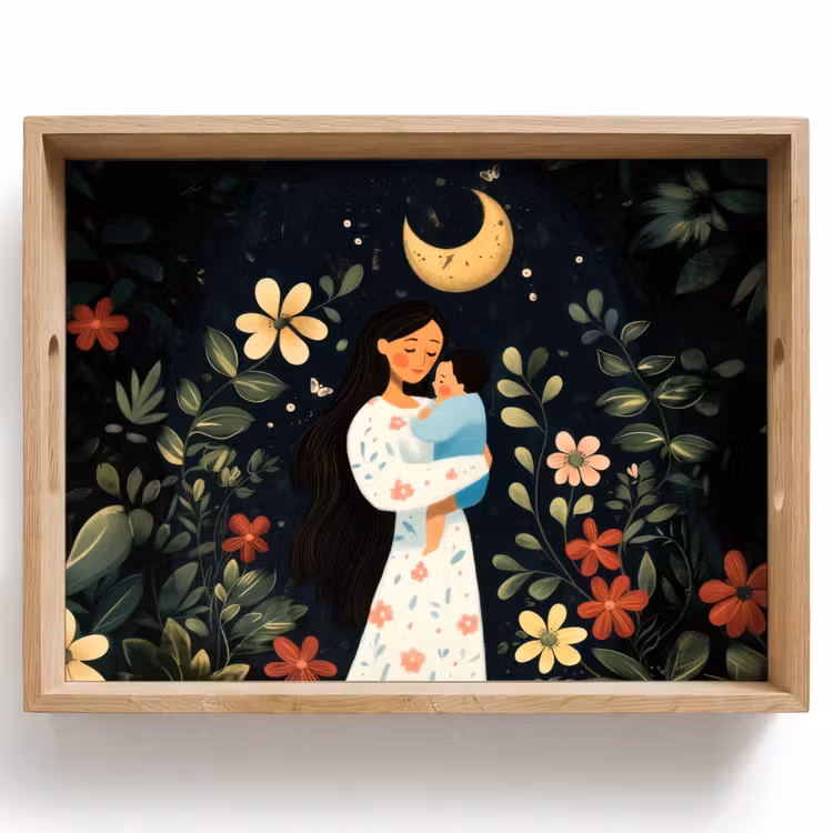 Plateau - Mère - Enfant - Coloré - Fleurs — 1