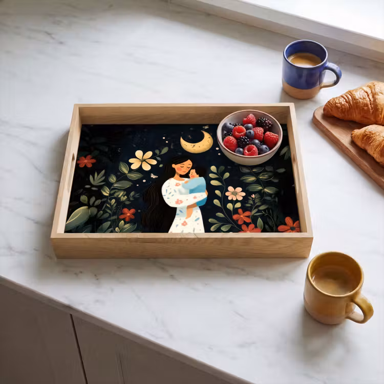 Plateau - Mère - Enfant - Coloré - Fleurs — 3