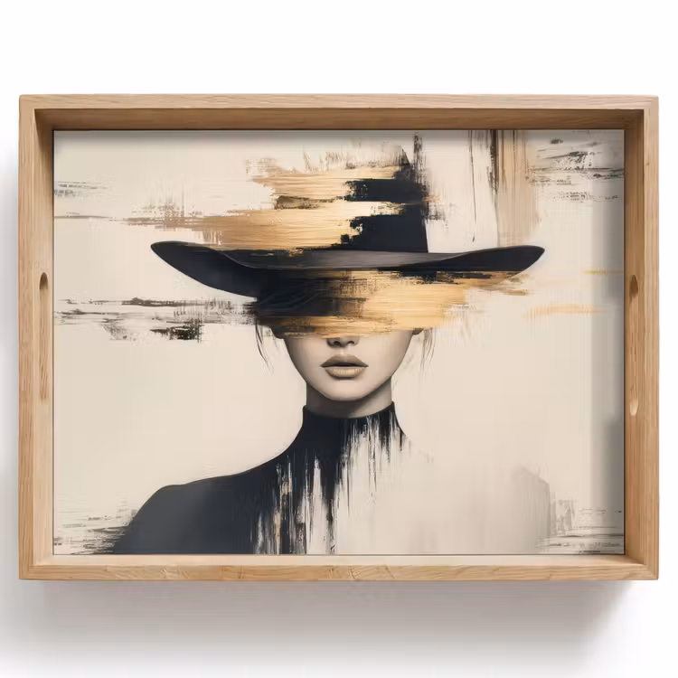 Plateau - Femme - Chapeau - Peinture — 1