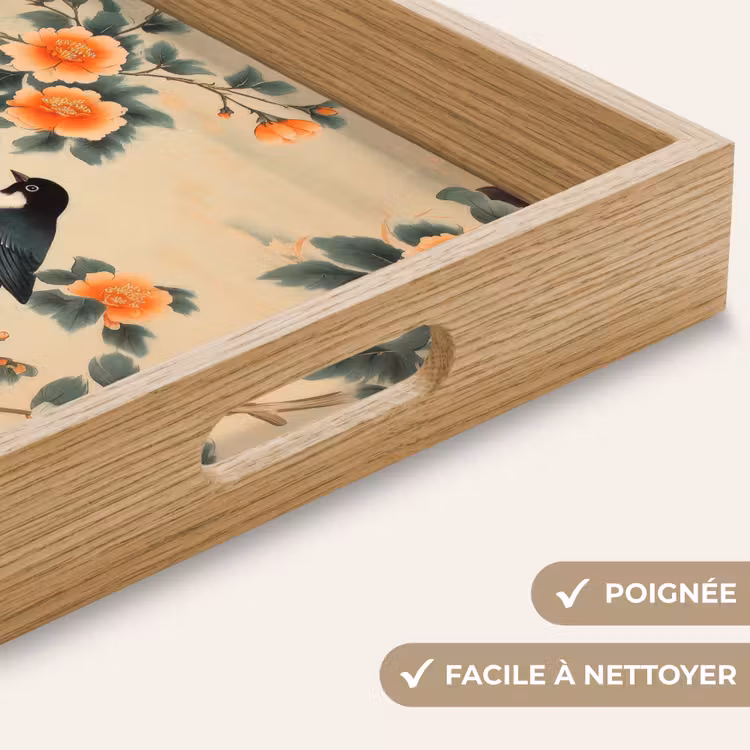 Plateau - Oiseau - Branche - Fleurs - Orange — 8