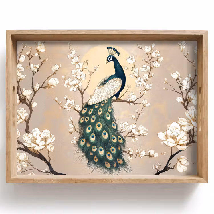 Plateau - Paon - Branche - Fleurs — 1