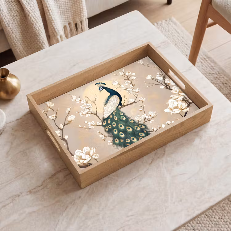 Plateau - Paon - Branche - Fleurs — 2