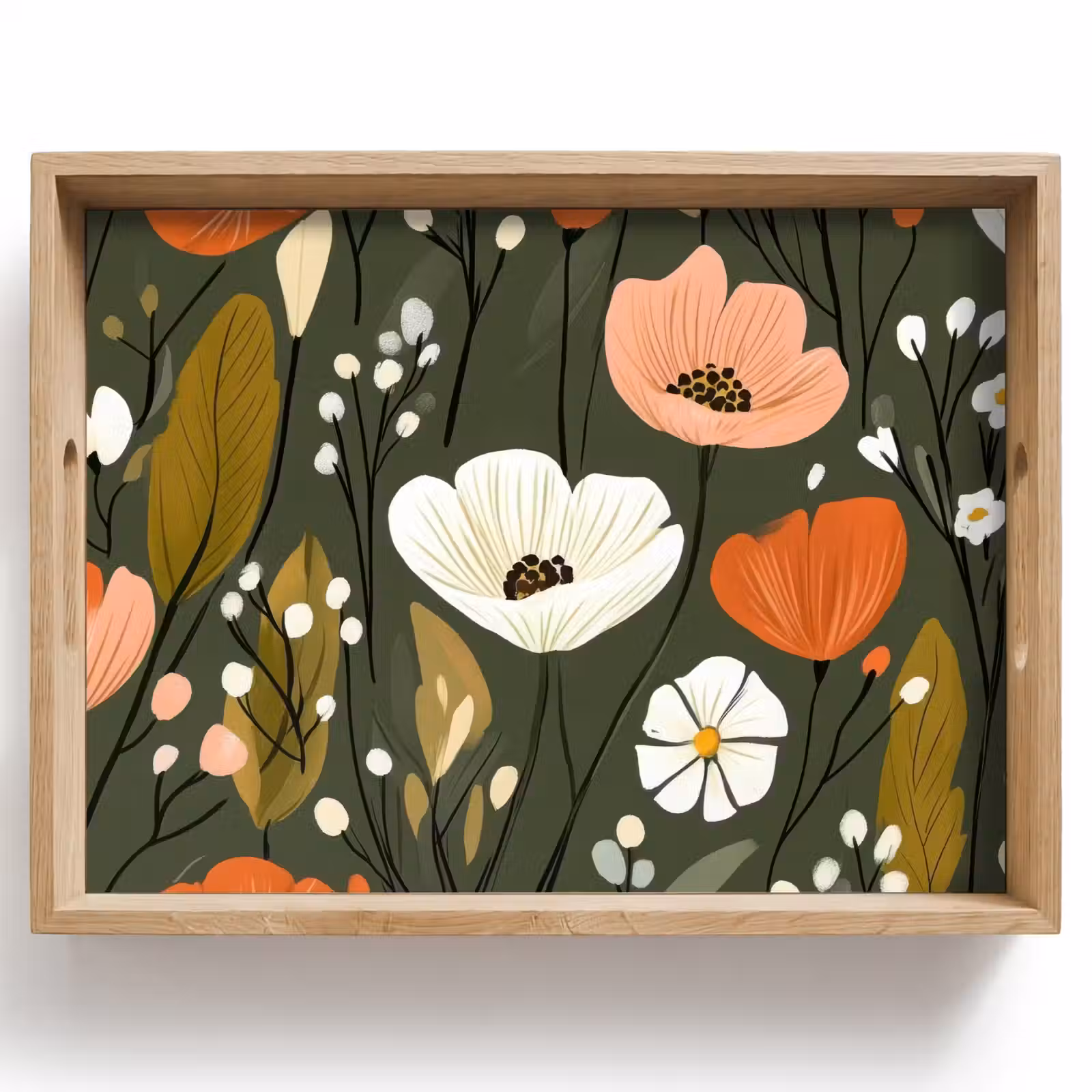 Plateau - Fleurs - Illustration - Vert — 1