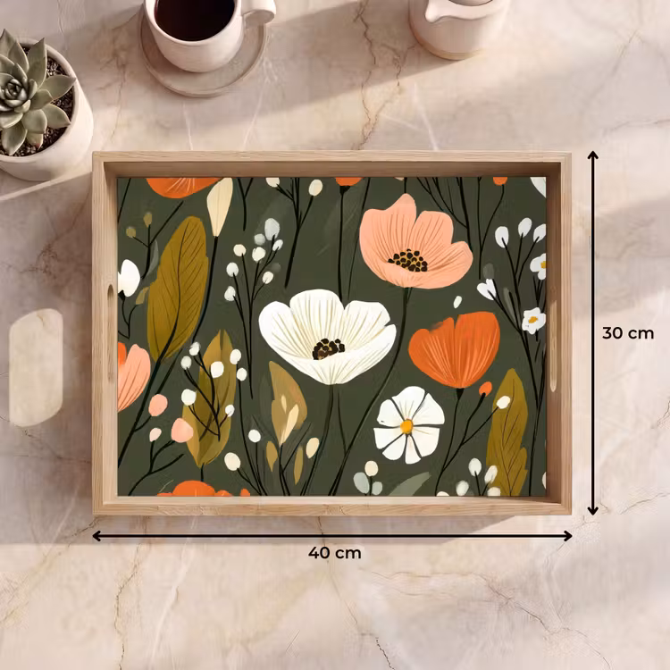 Plateau - Fleurs - Illustration - Vert — 7