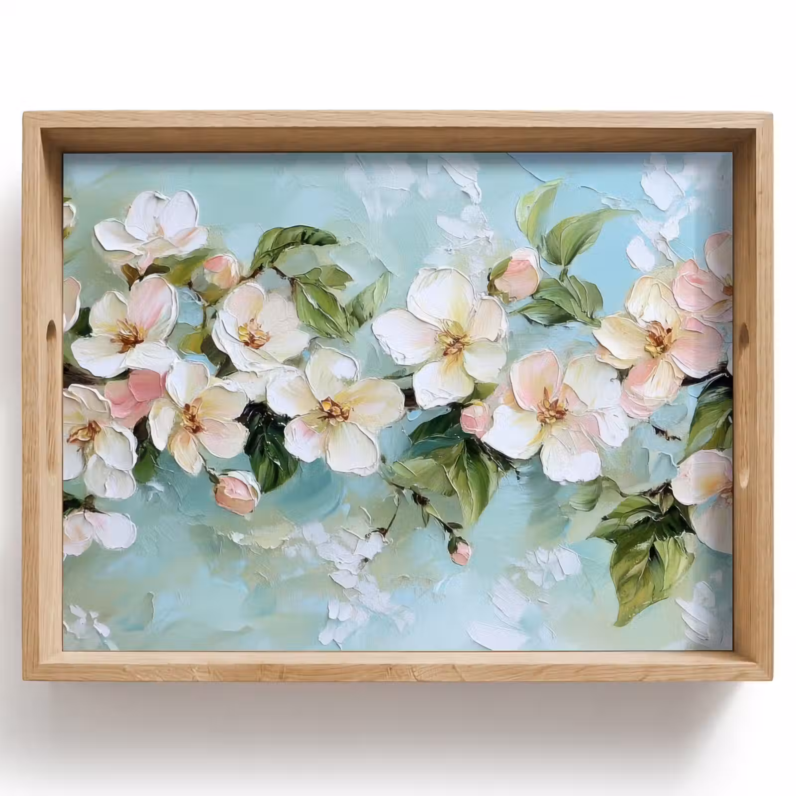 Plateau - Fleur - Feuilles - Bleu clair — 1
