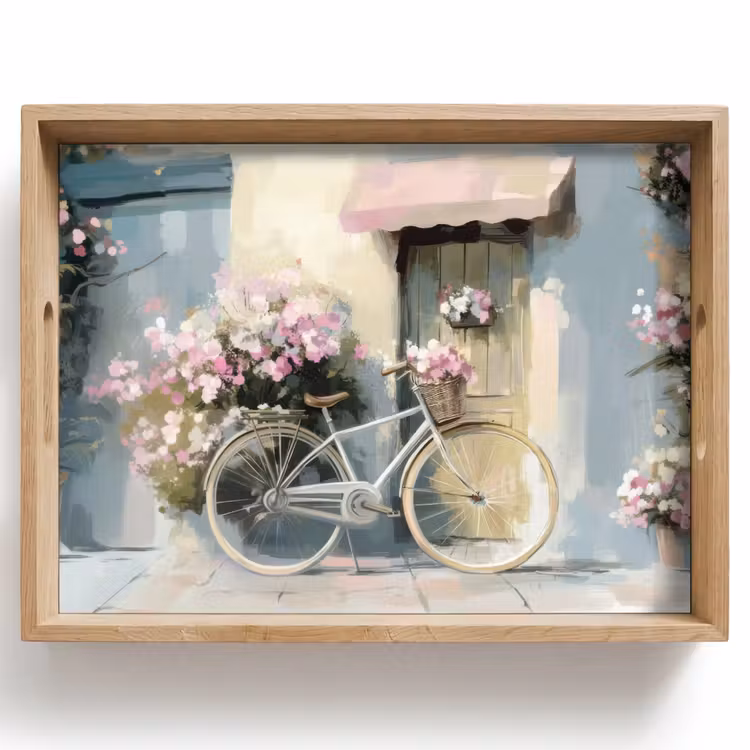 Plateau - Bicyclette - Couleurs pastel - Fleurs — 1