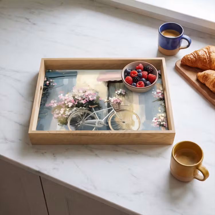 Plateau - Bicyclette - Couleurs pastel - Fleurs — 3