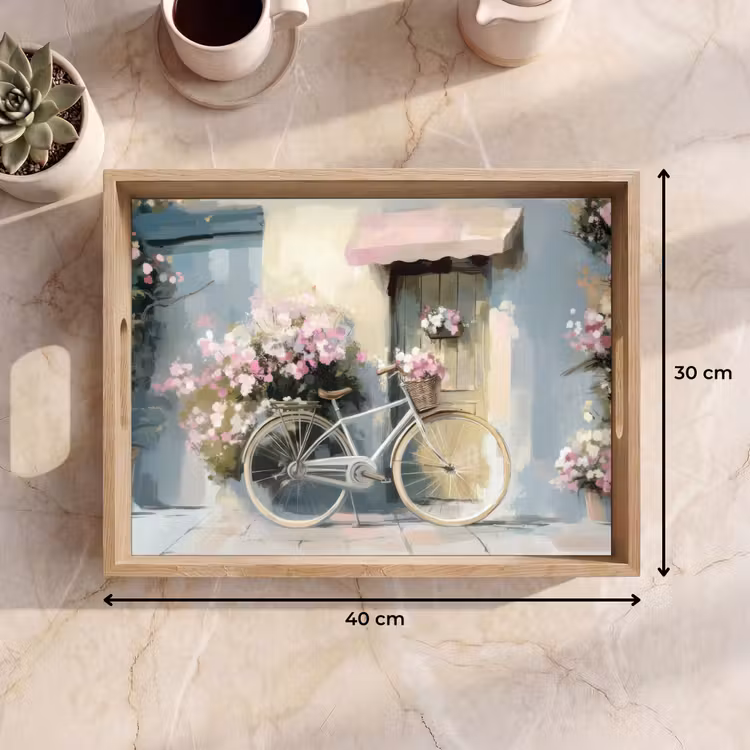 Plateau - Bicyclette - Couleurs pastel - Fleurs — 7