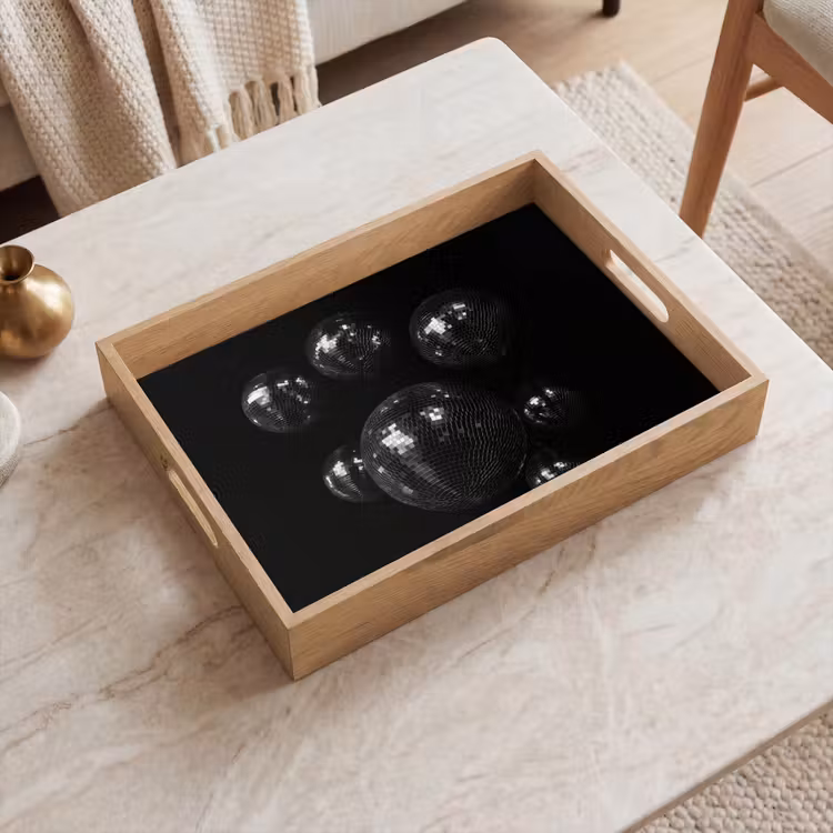 Plateau - Boules de discothèque - Minimaliste - Noir — 2