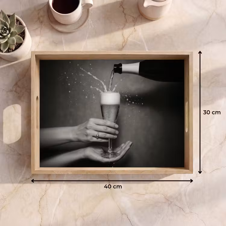 Plateau - Bouteille de champagne - Verre - Minimaliste - Splashes — 7