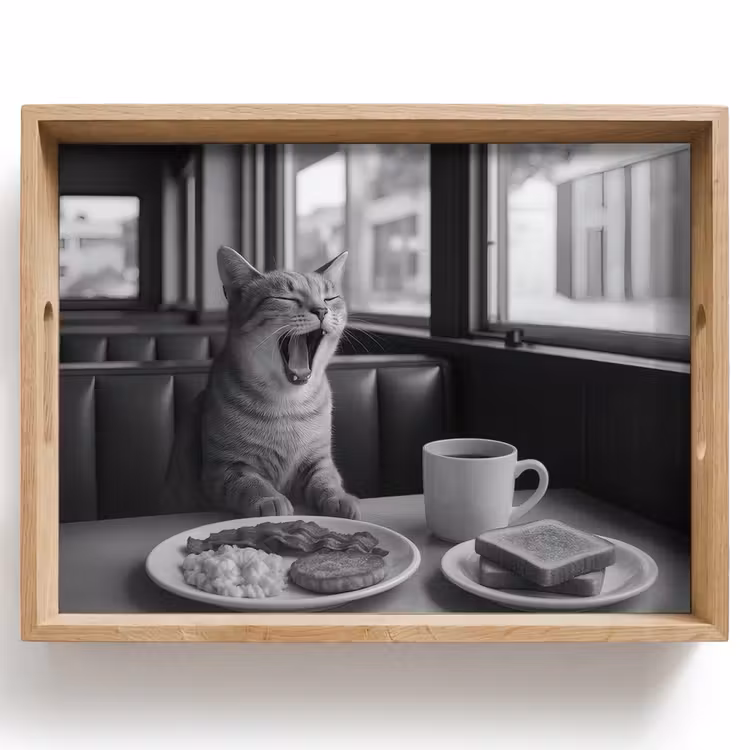 Plateau - Chat - Café - Pain - Noir — 1