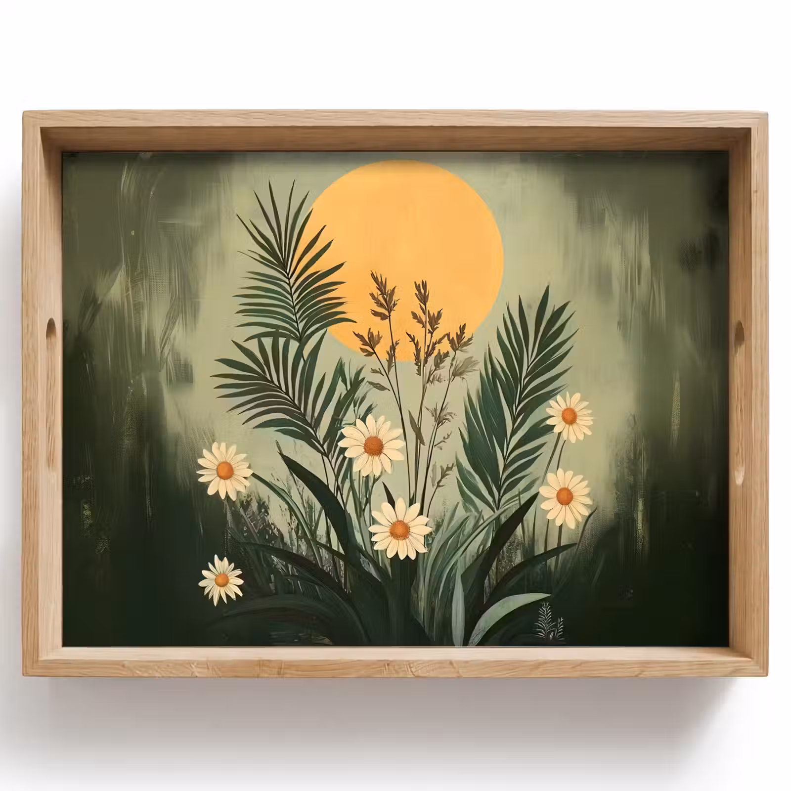 Plateau - Fleurs - Feuilles - Soleil - Vert — 1