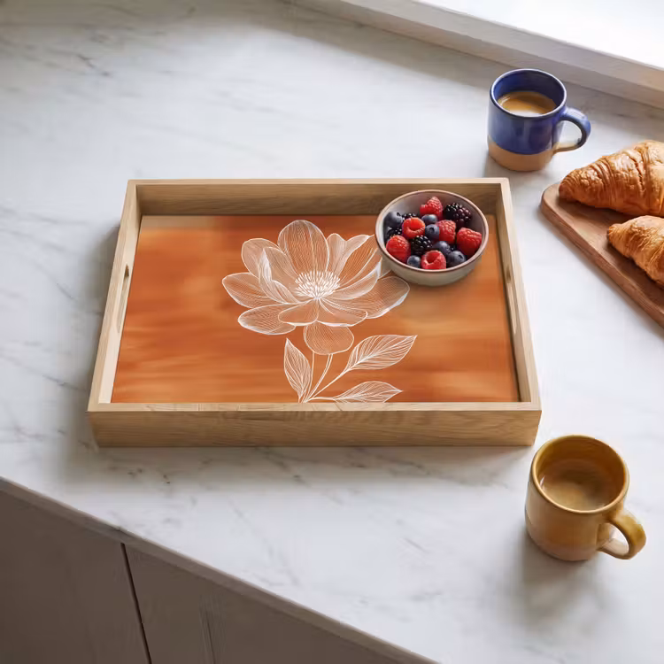Plateau - Fleur - Minimaliste - Blanc — 3