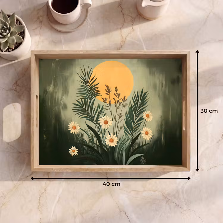 Plateau - Fleurs - Feuilles - Soleil - Vert — 7