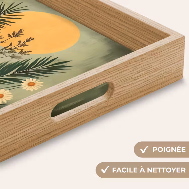 Plateau - Fleurs - Feuilles - Soleil - Vert — 8