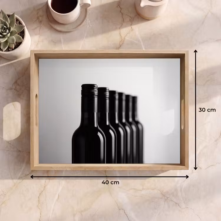 Plateau - Bouteilles de vin - Noir - Minimaliste — 7